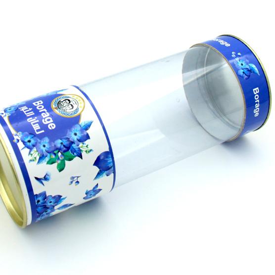 قوطی مقوایی  ویترین  دار دمنوش بسته بندی استوانه ای