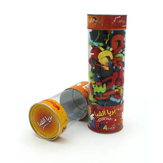 قوطی مقوایی  استوانه ای طلق‌دار بسته‌بندی آموزشی